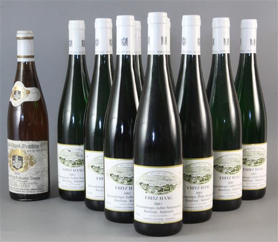Ten bottles of Fritz Haag, 2001, Riesling and a Ewald Theod. Drathen, 1983, Rheinhessen